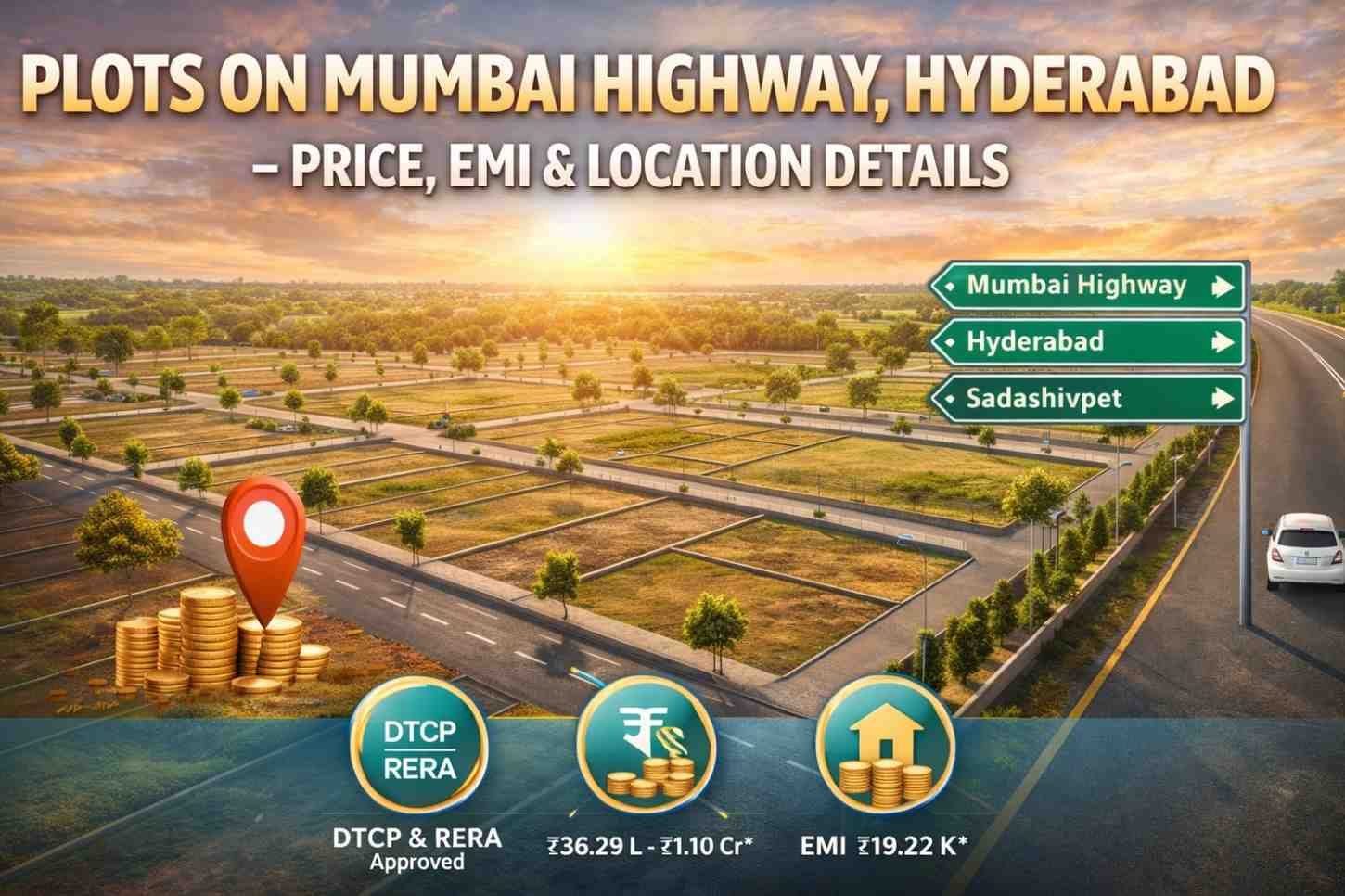 Plots on Mumbai Highway, Hyderabad – Price, EMI & Location Details
